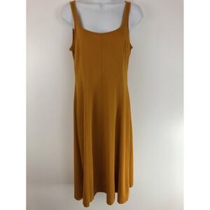 Everlane Tank Dress Mustard Yellow Midi sleeveless Size XS 100% cotton Stretch